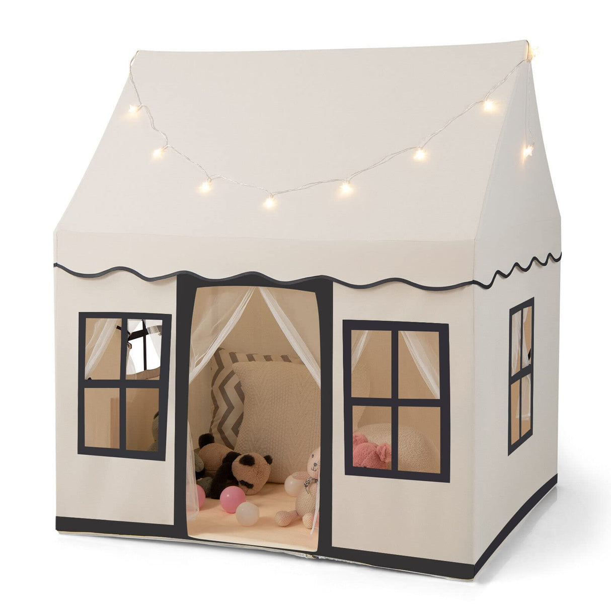 HONEY JOY Kids Play Tent, Toddler Large Playhouse w/Star String Lights