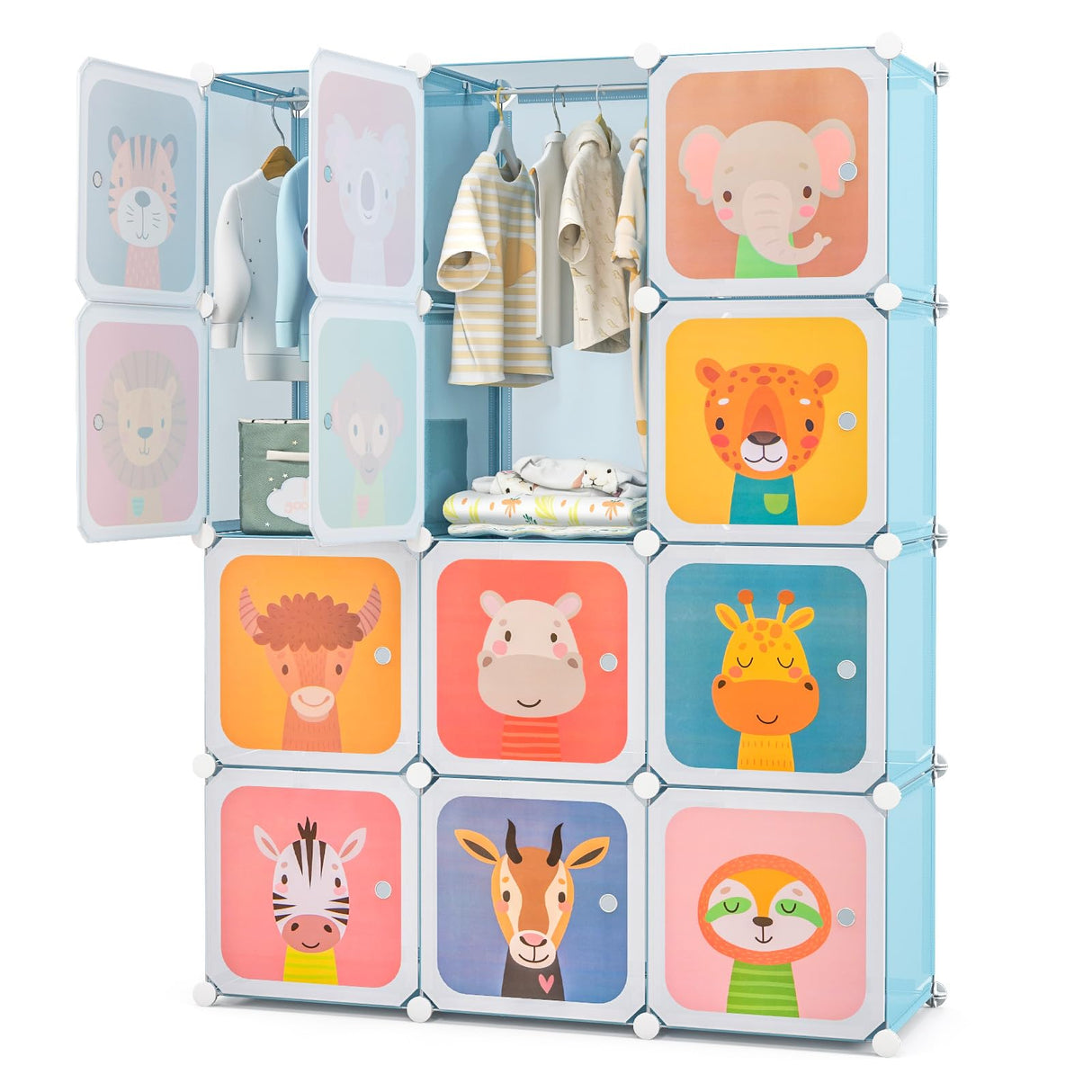 HONEY JOY Kids 12-Cube Wardrobe, Baby Dresser Armoire