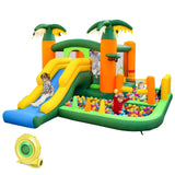 HONEY JOY 8-in-1 Kids Inflatable Bounce House, Tropical Palm Theme Jumping Castle (with 680W Blower)