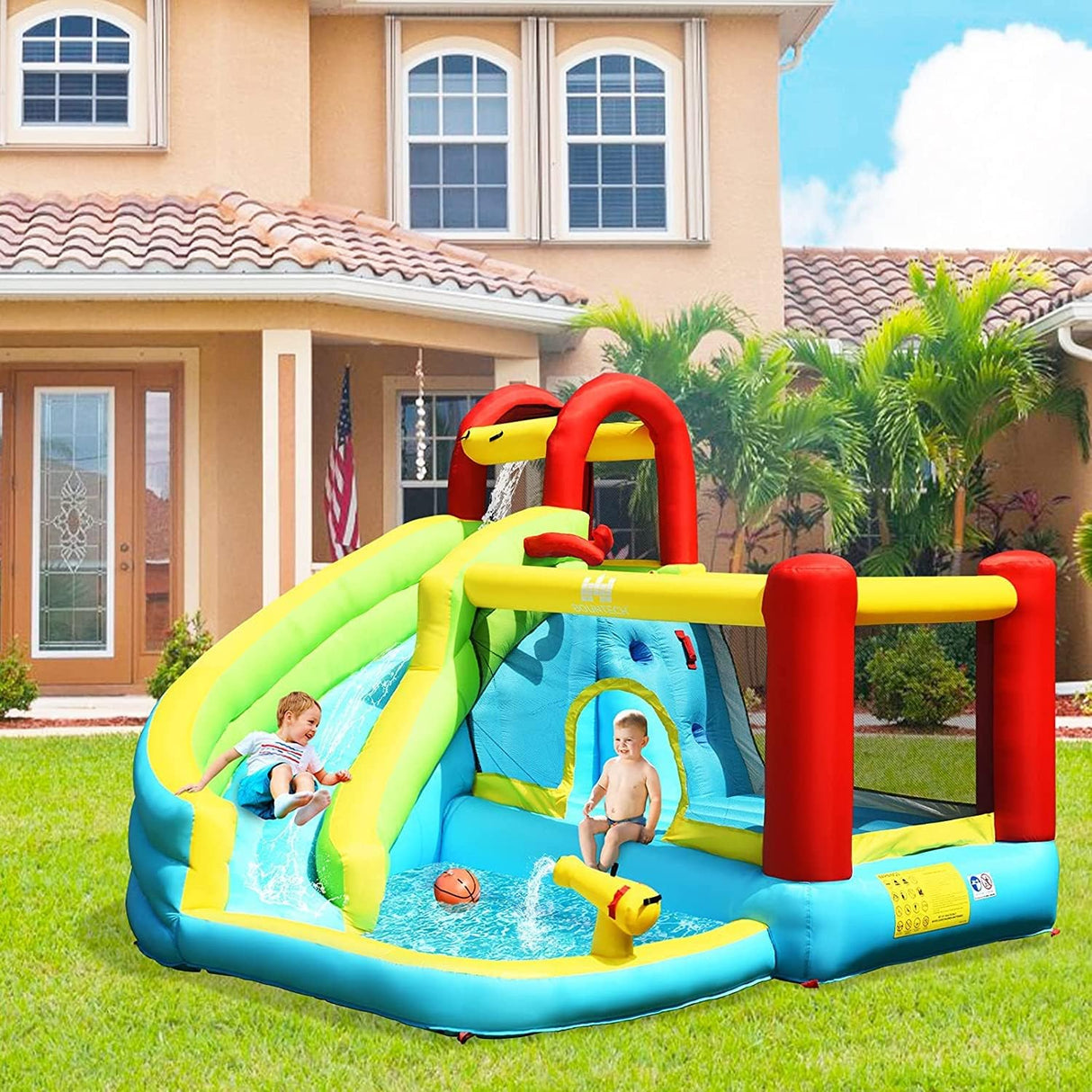 HONEY JOY 6 in 1 Inflatable Water Slide Water Park