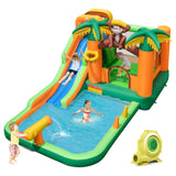 HONEY JOY Inflatable Water Slide, 7-in-1 Bounce House Water Park w/Splash Pool, Water Cannon