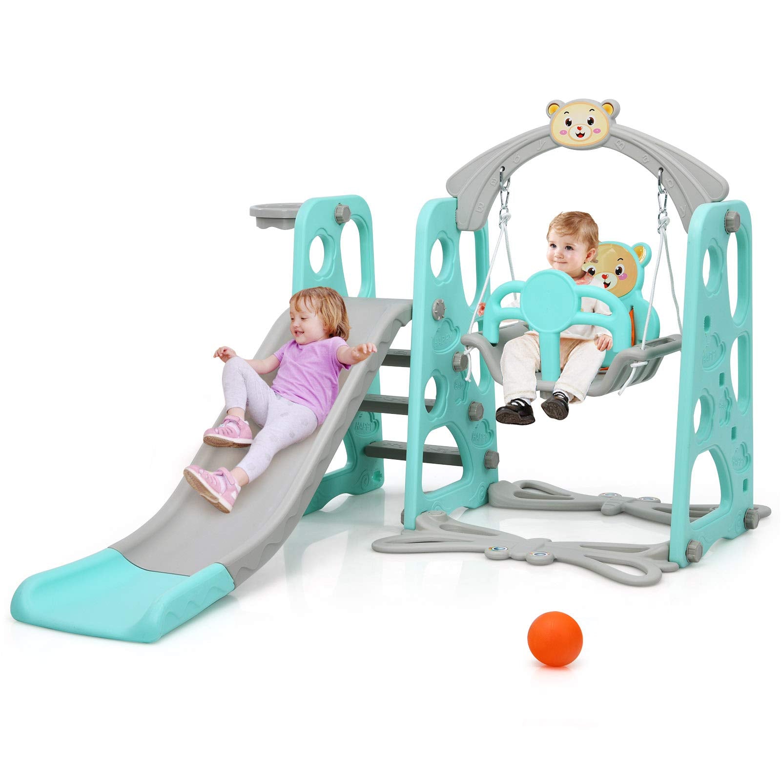 HONEY JOY 4 in 1 Toddler Slide and Swing Set Babyjoy