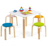 HONEY JOY 5 Pieces Kids Table & Chair Set, 1 Square Table & 4 Round Chairs