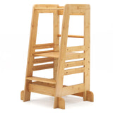 BABY JOY Toddler Standing Tower, Montessori Height Adjustable Kitchen Step Stool for Kids