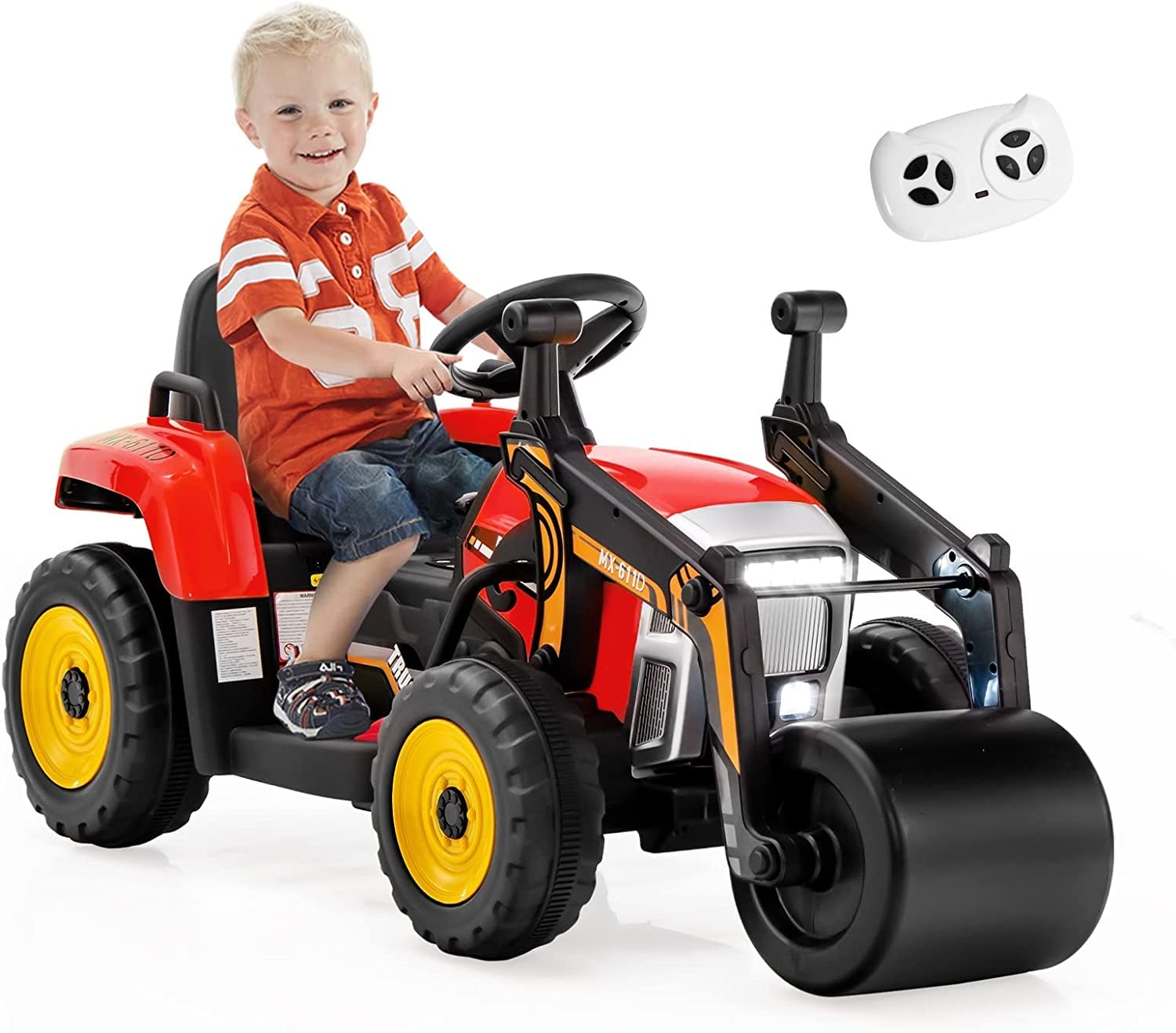 HONEY JOY Ride on Car 12V Road Roller with Remote Control Battery Po Babyjoy