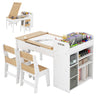 HONEY JOY Kids Art Table & 2 Chairs Set w/Paper Roll, Craft Desk w/Flip-up Tabletop