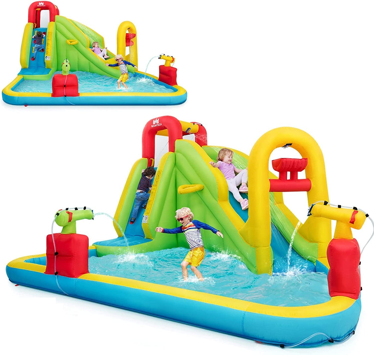 HONEY JOY Inflatable Water Slide, 7-in-1 Giant Water Slide Bouncer Park