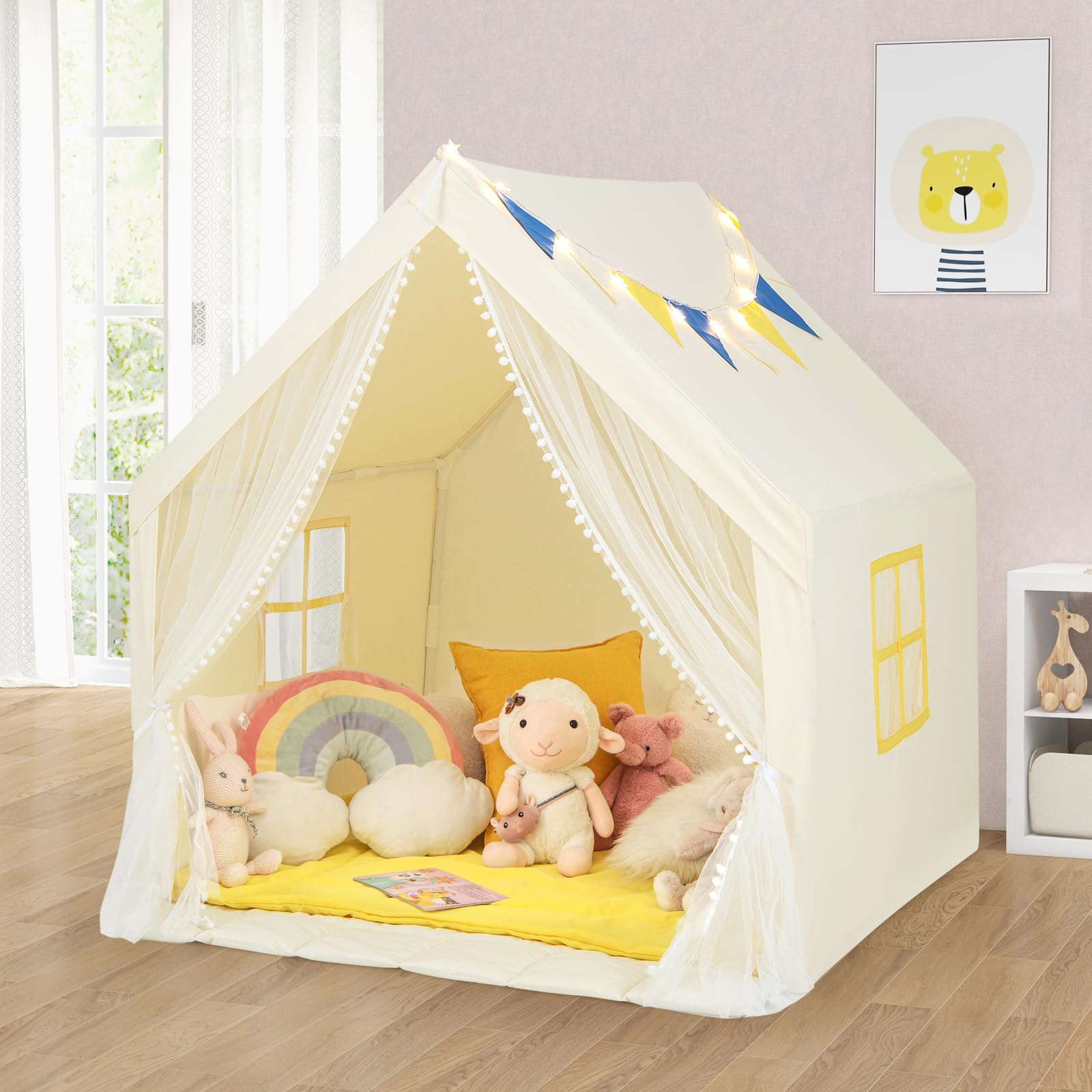 HONEY JOY Large Play Tent Kids Toddlers Playhouse with Washable Cot Babyjoy