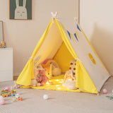 HONEY JOY Kids Play Tent, Triangular Kids & Toddlers Tent with Solid Wood Frame