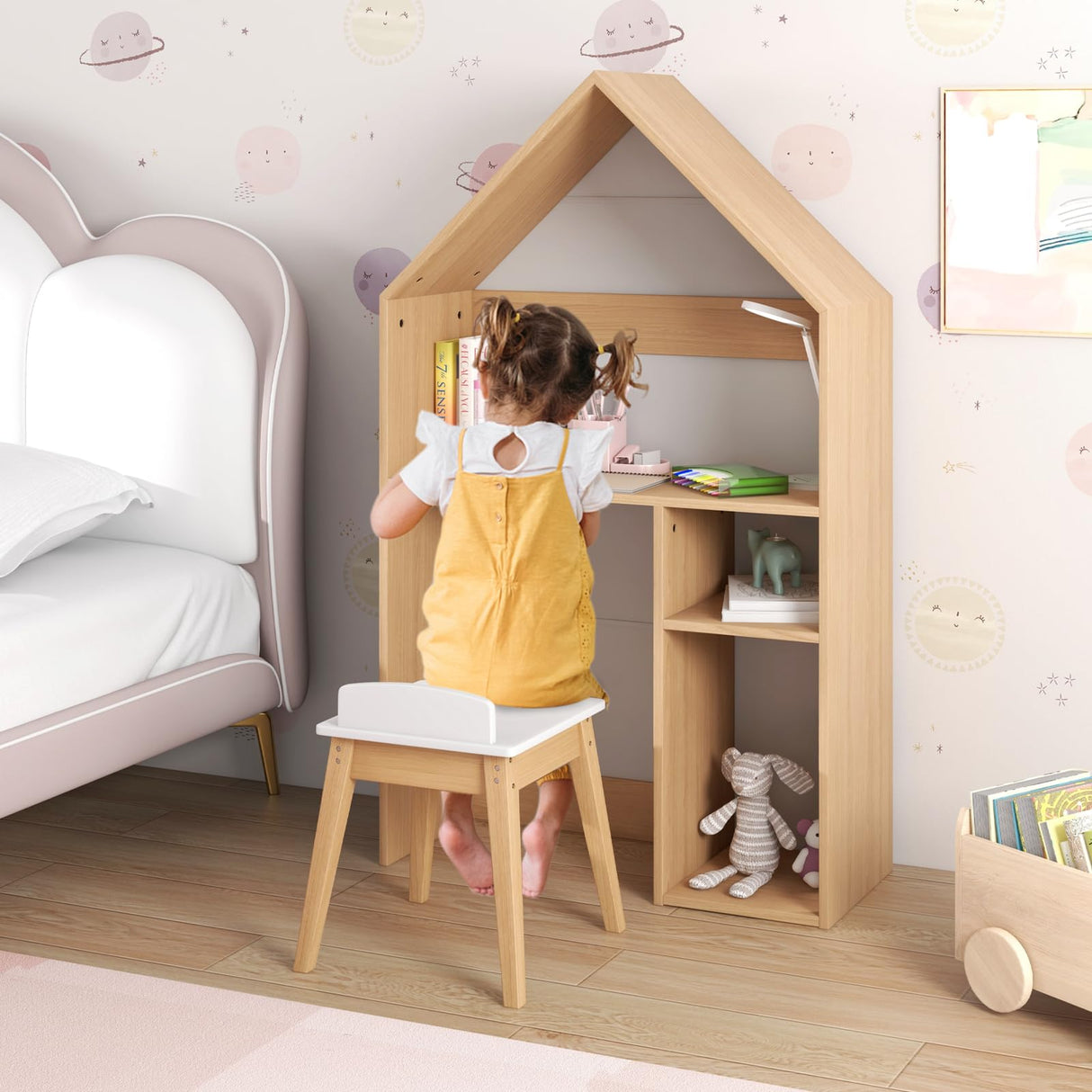 HONEY JOY Kids House-Shaped Table and Chair Set