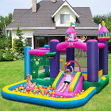 HONEY JOY Inflatable Bounce House, 6-in-1 Giant Indoor Outdoor Party Bouncy Castle(Without Blower)