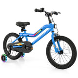 16” LED Lighted Kids Bike, Carbon Steel Children Bicycle with Adjustable Seat, Coaster Brake, Training Wheels, Headlight & Bike Bell, 95% Pre-Assembled