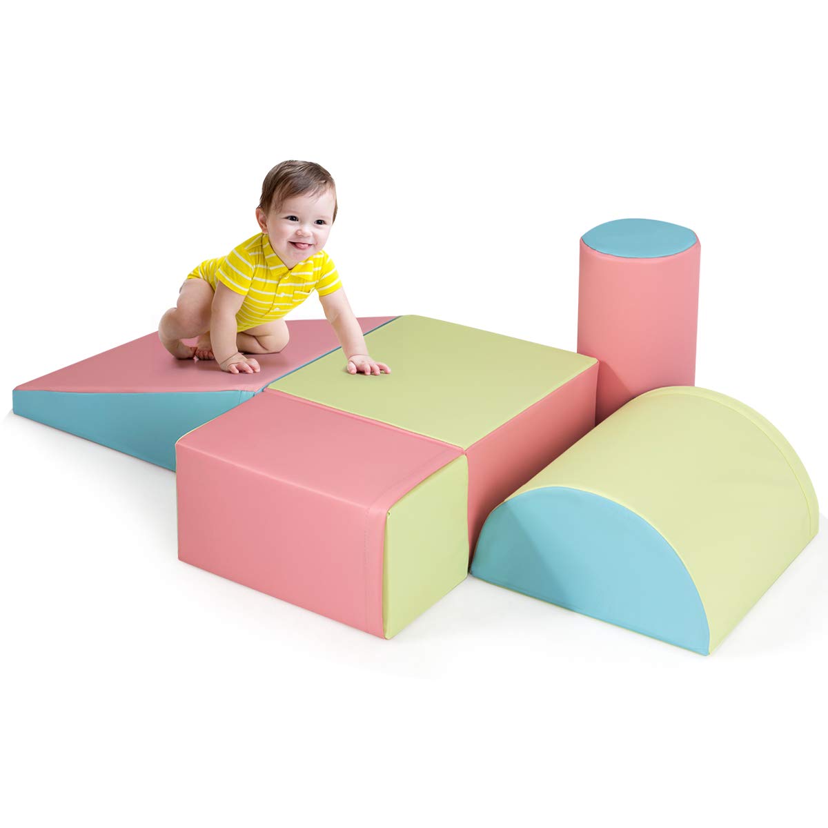 BABY JOY Kids Crawl & Climb Foam Play Set, 5-Piece Kids Foam Block