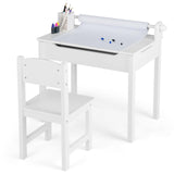 HONEY JOY Kids Table and Chairs Set, Activity Desk and Chair for Children w/Paper Roll Holder & 2 Markers