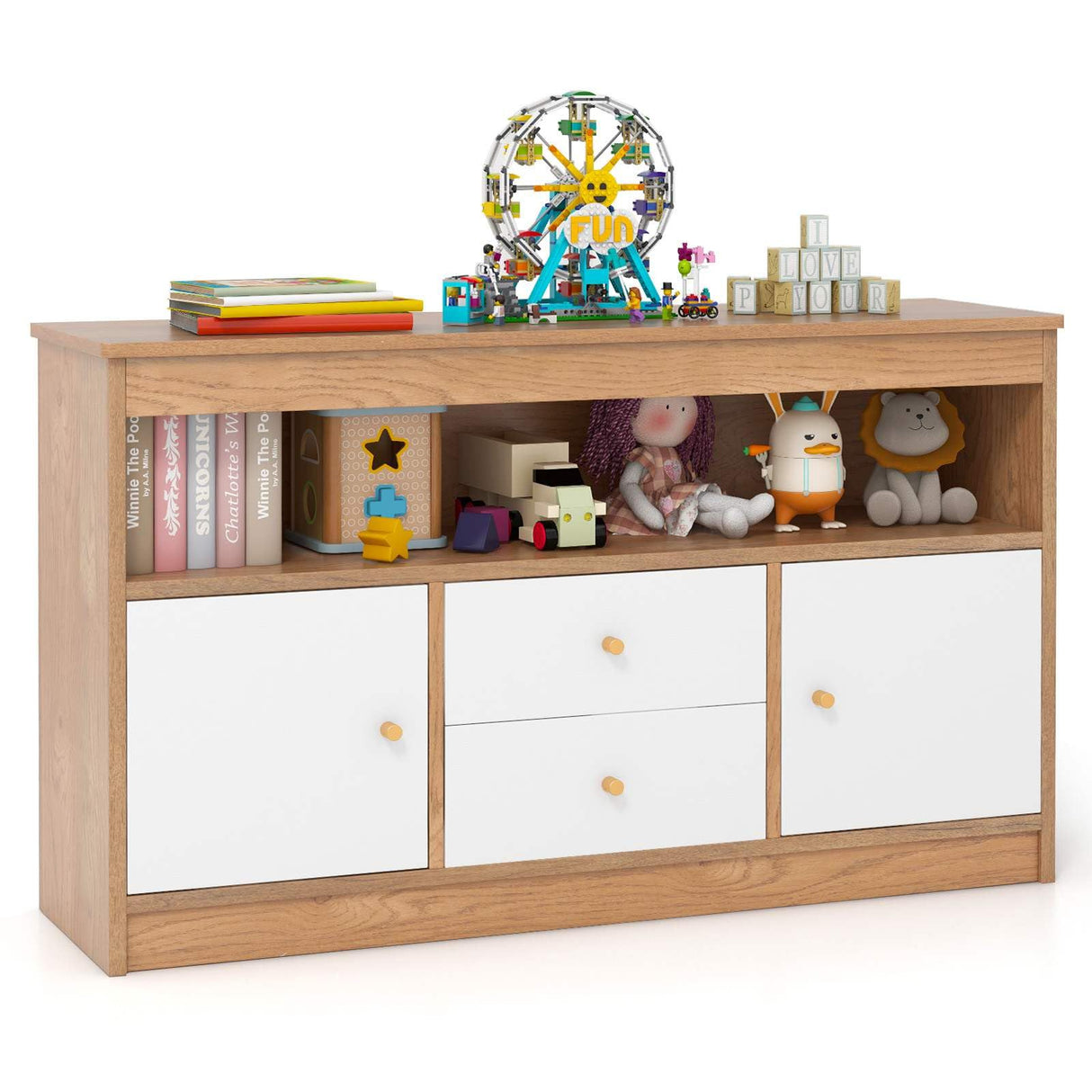 HONEY JOY Toy Storage Organiser for Kids, Storage Chest with 2 Drawers