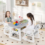 Kids Table and Chairs Set, Toddler Activity Table with 2 Chairs for Reading, Drawing, Playing, Storage Rack