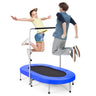 HONEY JOY Double Trampoline for 2 Kids, Children Foldable Jumping Fitness Trampoline w/Adjustable Handrail & Safety Pad