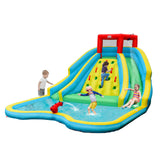 HONEY JOY Inflatable Water Slide, 452 x 365 x 233CM Giant Water Park for Kids w/Double Long Slides (Without Blower)