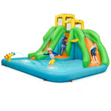 HONEY JOY Inflatable Water Slide, 6 in 1 Inflatable Castle Water Park w/Climbing Wall, Basketball Rim (Without Blower)