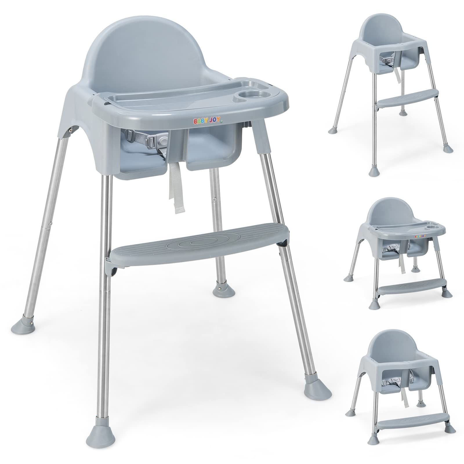 BABY JOY Baby High Chair 4 in 1 Convertible Highchair with Adjustable Babyjoy