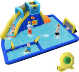 HONEY JOY Inflatable Water Jumping House with Water Sprayers & Blower