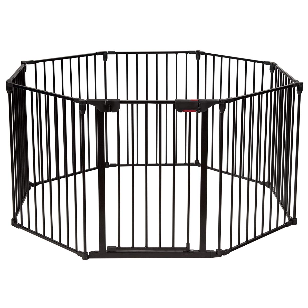 BABY JOY 3-in-1 Baby Metal Safety Gate, 8-Panel Baby Playpen Fence Gate, Foldable Baby Pet Gate Extra Wide