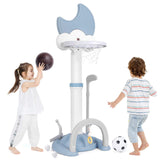 Multi-in-1 Kids Basketball Hoop Adjustable Sports Center Foot Ball Golf Playset