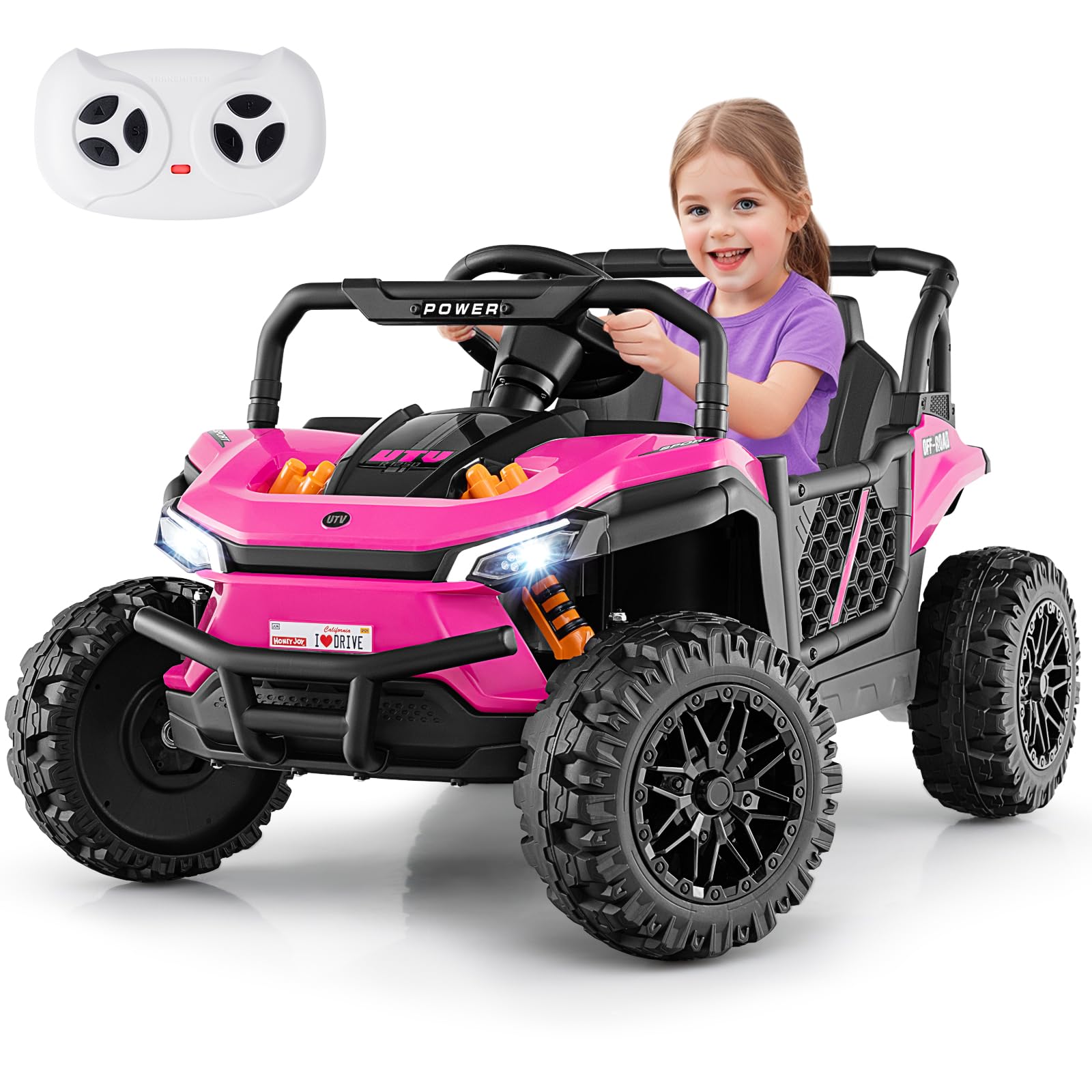 HONEY JOY 12V Kids Ride on Car Battery Powered UTV Kids Truck w Parental Remote