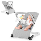 BABY JOY Baby Bouncer, Foldable Baby Rocker with 5-Point Safety Harness