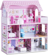 HONEY JOY Dollhouse with 8Pcs Furniture