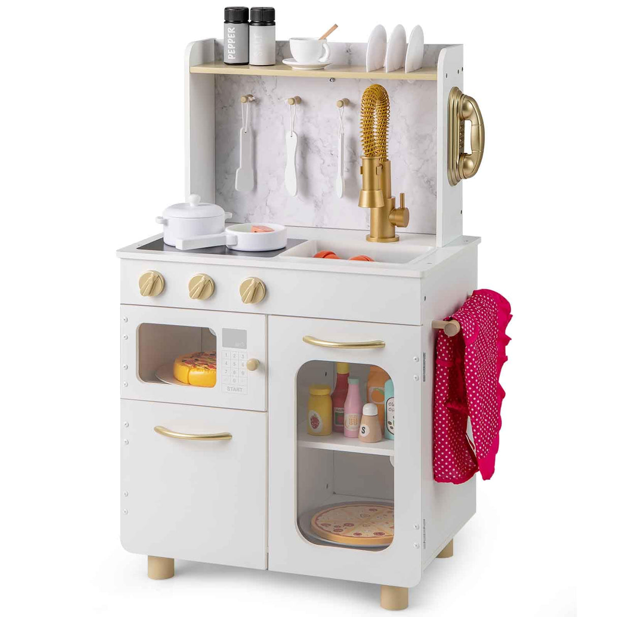 HONEY JOY Kids Kitchen Set, Pretend Play Kitchen w/Stoves, Faucet