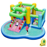 HONEY JOY 5-in-1 Inflatable Water Slide, Kids Inflatable Water Park w/Splash Pool