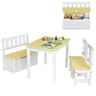 HONEY JOY 4-Piece Kids Table and Chair Set, Wood Activity Table with Toy Storage Bench & 2 Chairs