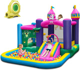 HONEY JOY Inflatable Bounce House, 6-in-1 Giant Indoor Outdoor Party Bouncy Castle w/Large Ball Pit(with 680W Blower)