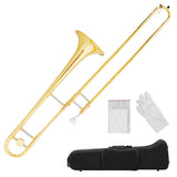 HONEY JOY B Flat Tenor Slide Trombone Brass, B Flat Wind Instrument for Kids Adults with Case, Gloves & Mouthpiece