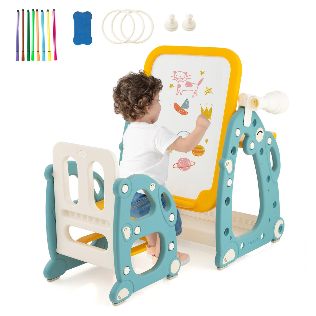 HONEY JOY Kids Art Easel with Chair