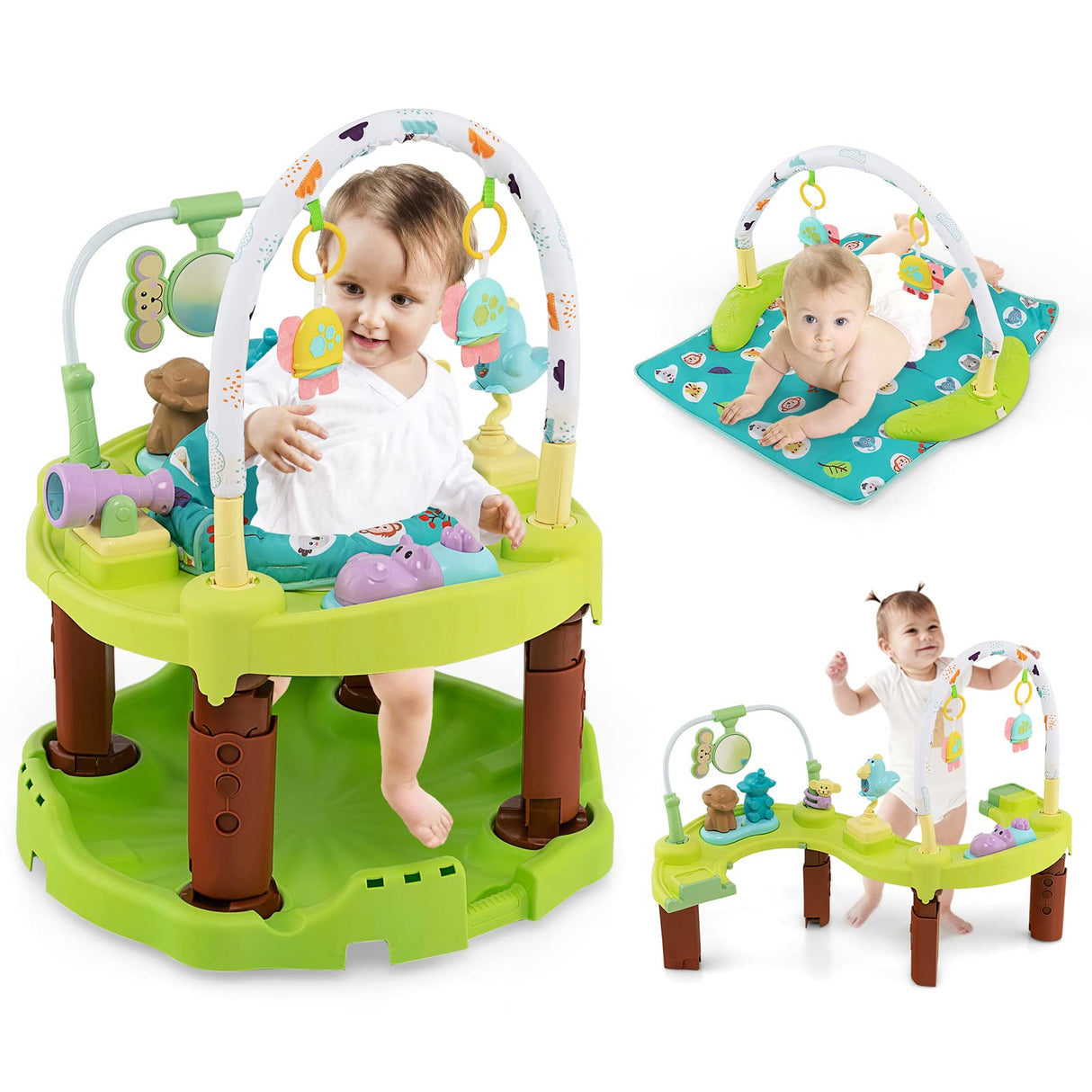 BABY JOY Baby Jumper Activity Center, 3 in 1 Activity Center & Table Infant Play Mat w/Music, 3 Adjustable Height