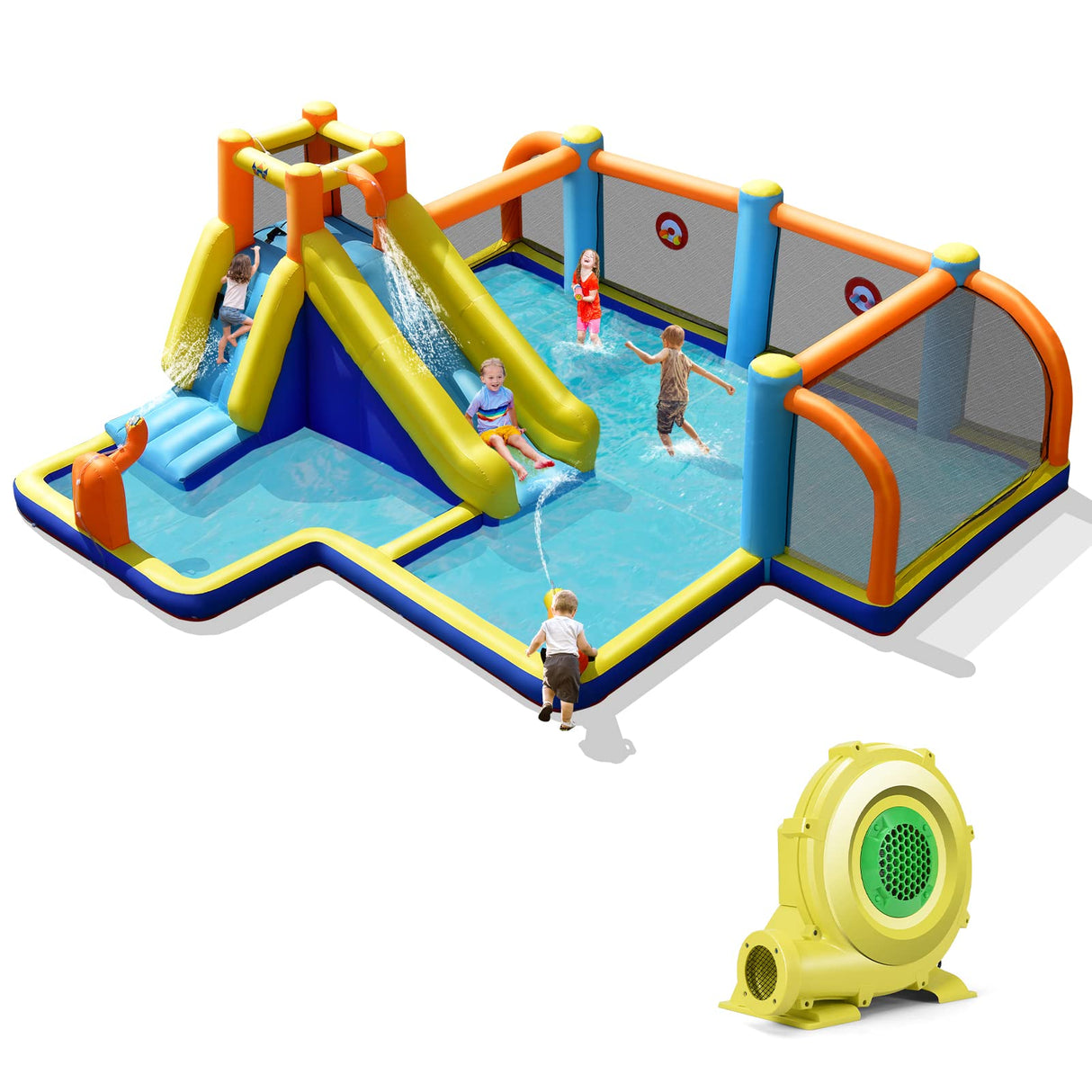 HONEY JOY Inflatable Water Slide, Water Slides for Kids (with 680W Blower)