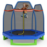 HONEY JOY 7FT Kids Trampoline w/Safety Enclosure Net & Spring Pad