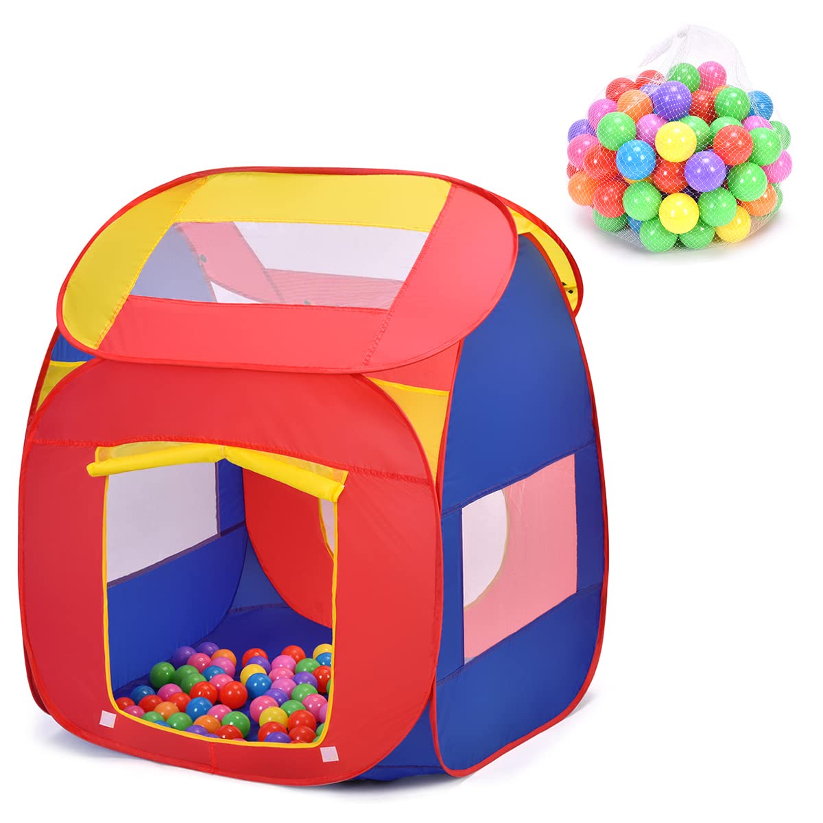 BABY JOY Kids Play House, Children Pop Up Toys Play Tent with 100 Ocean Balls & Carry Bag