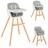 BABY JOY Convertible Baby High Chair, 3-in-1 Wooden High Chair/Booster/Chair with Removable Tray