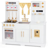 HONEY JOY Kids Pretend Play Kitchen, Kitchen Playset w/Coffee Maker, Sink, Faucet, Stove, Water Dispenser