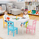 Kids Table and 4 Chairs Set 5 Pieces Wooden Activity Desk for Drawing Reading