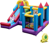 HONEY JOY Inflatable Bounce House, Jumping Castle w/Slide, Climbing Wall, Basketball Rim