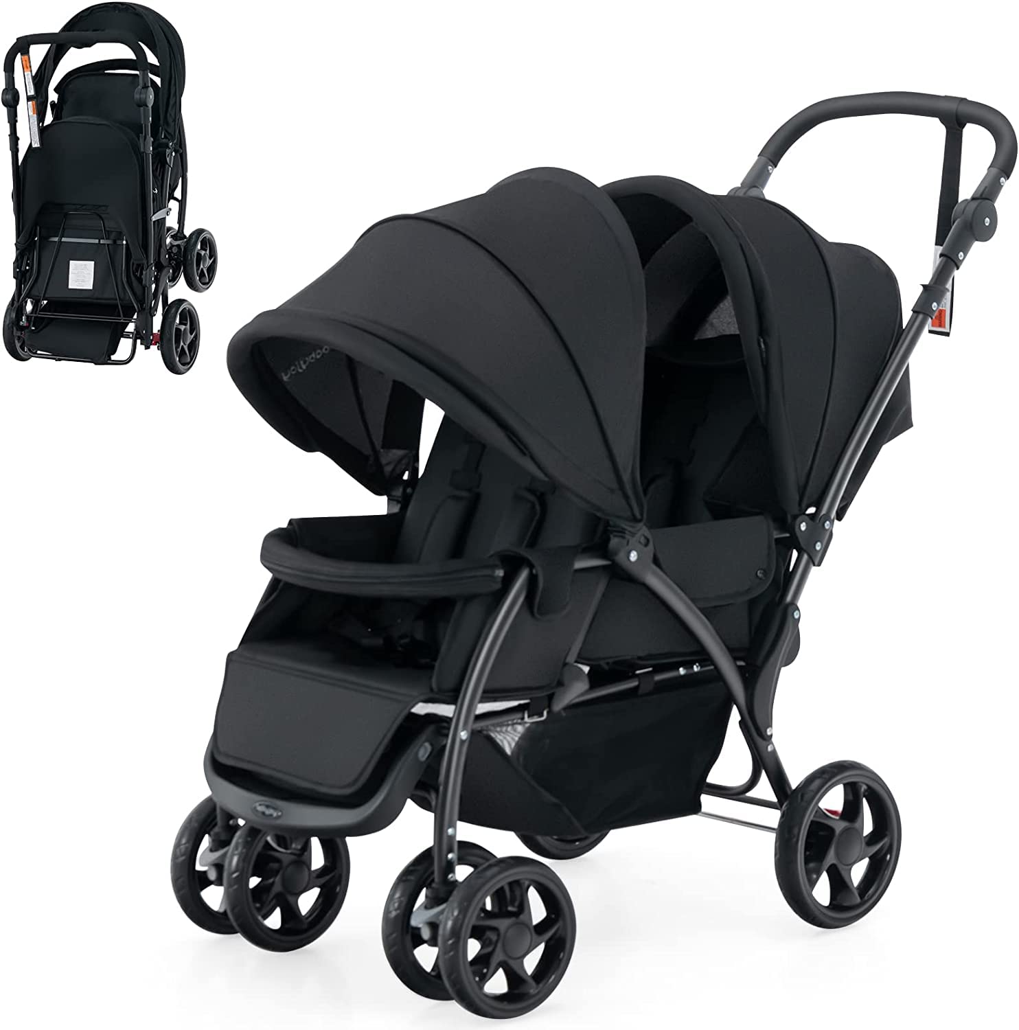 BABY JOY Foldable Tandem Stroller Babyjoy