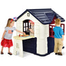 HONEY JOY Playhouse for Kids Outdoor Garden Games Cottage w/Working Doors & Windows, Pretend Toy House w/Picnic Table