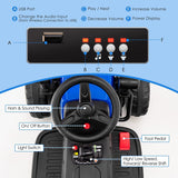 HONEY JOY Ride on Car, 12V Road Roller with Remote Control, Battery Powered Electric Tractor w/Adjustable Drum Roller