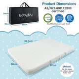 BABY JOY Folding Baby Cot Mattresses, 97 x 68 x 5cm Dual-Sided Foam Crib Mattresses w/Carrying Bag & Removable Zippered Cover