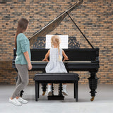 HONEY JOY Kids Piano Stool, Height-Adjustable Piano Bench w/Double Seat for 2 People, Solid Wood & PU Leather Piano Seat