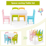 Kids Table and 4 Chairs Set 5 Pieces Wooden Activity Desk for Drawing Reading